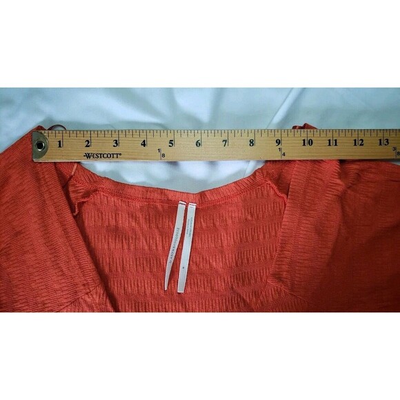 Anthropologie Sabrina Cinched Top Long Sleeve Shirred (Size M) Burnt Orange - Picture 9 of 16